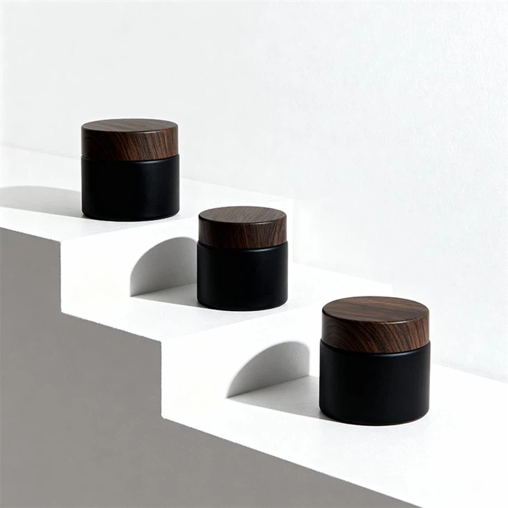 Black Glass Cosmetic Jars